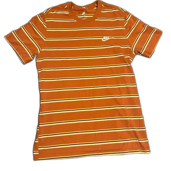 NEW Nike Men's Orange Striped T-Shirt - Picture 1 of 3